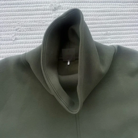 Calia Scuba Pullover Olive Green Funnel Neck Sweatshirt Size Small - Picture 7 of 12